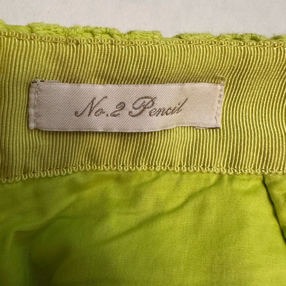 J. Crew Kiwi Green Eyelet No. 2 Pencil Skirt Size 8 Zip Back Clasp - Picture 4 of 11